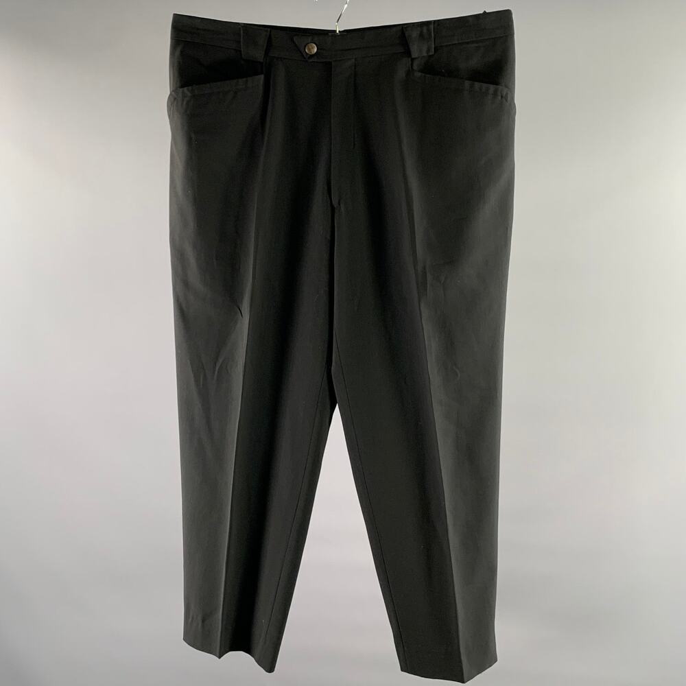 THIERRY MUGLER Size 36 Black Wool Relaxed Dress Pants